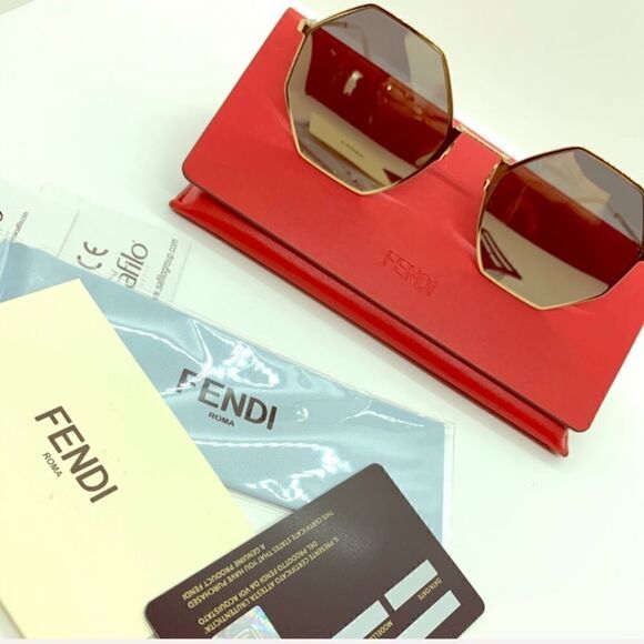 ❤️SOLD❤️FENDI OCTAGONAL POLARIZED METAL SUNGLASSES - Picture 1 of 7